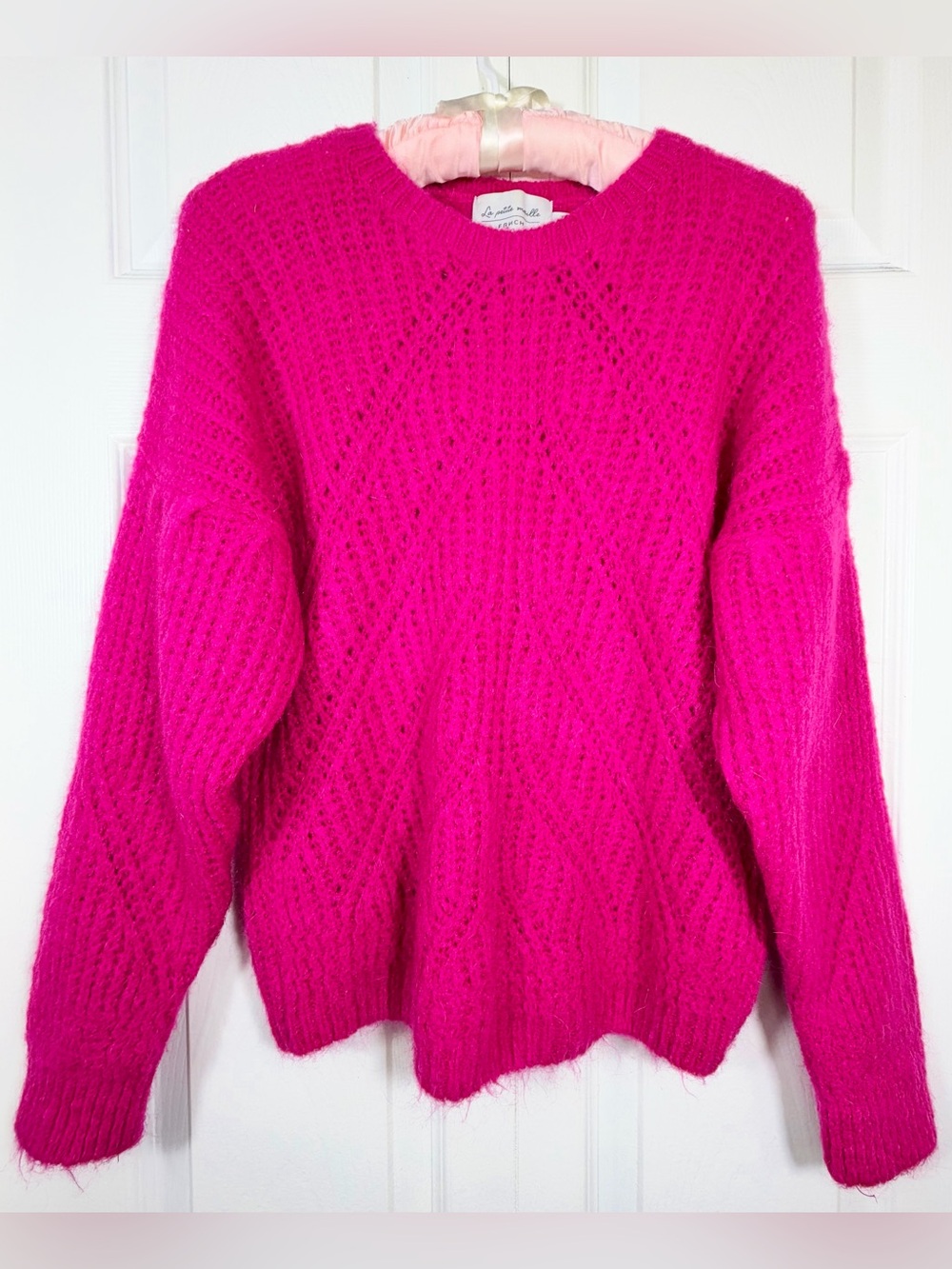 La Petite Maille by FRNCH Paris Fuchsia Mohair Fuzzy Knit Sweater M/L fits small